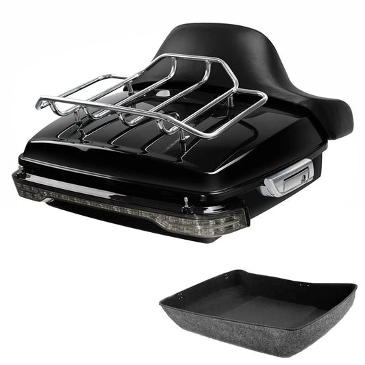 Chopped Trunk Backrest Rack LED Light Fit For Harley Touring Road Glide 14-26 25