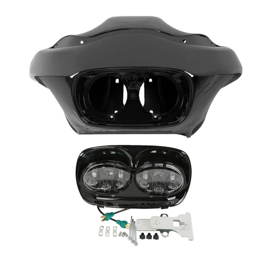 Front Fairing & Dual LED Headlight Assembly Fit For Harley Road Glide Fltr 98-13