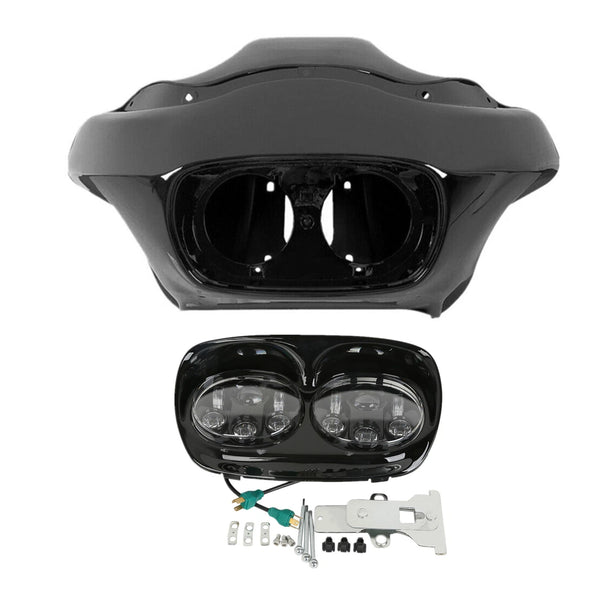 Front Fairing & Dual LED Headlight Assembly Fit For Harley Road Glide Fltr 98-13