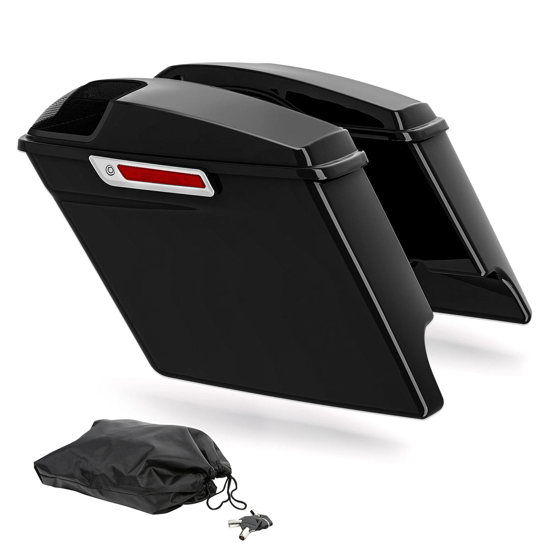 5" Stretched Hard Saddlebags w/ Speaker Grills Fit For Harley Touring 1993-2013
