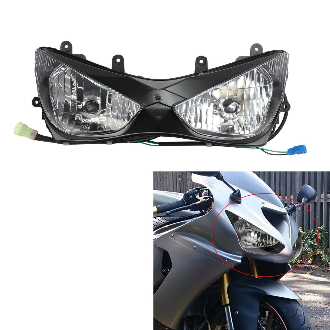 Headlight Headlamp Assembly Fit For Kawasaki Ninja ZX6R ZX-6R ZX636 2005 2006 05
