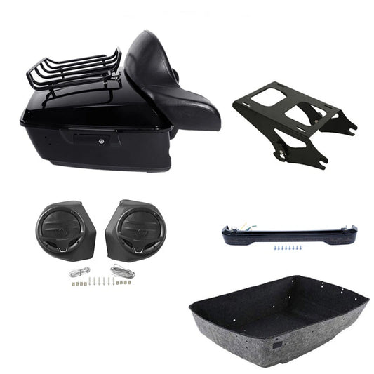 King Trunk Backrest Mount Light Speaker Fit For Harley Electra Road Glide 14-26