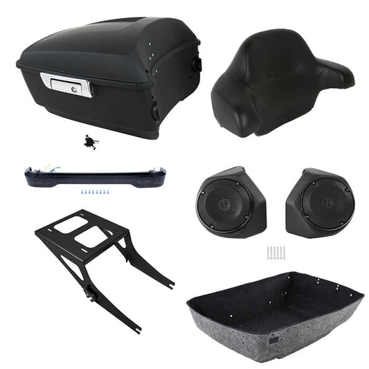King Trunk Backrest Speakers Tail Light Mount Fit For Harley Fat Boy 08-17