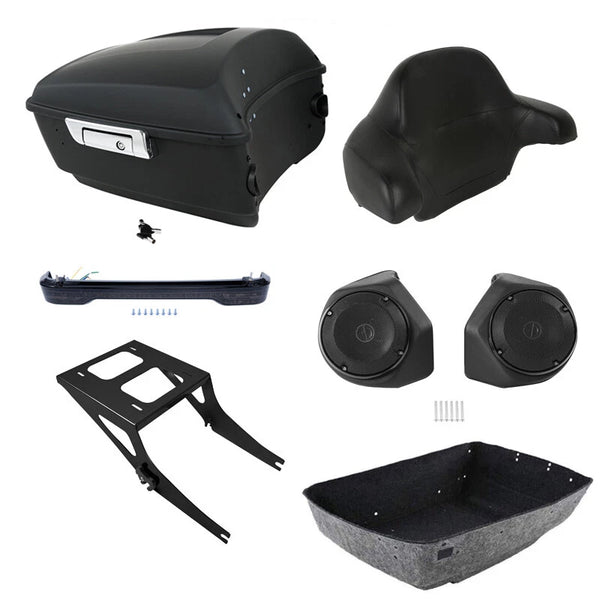King Trunk Backrest Speakers Tail Light Mount Fit For Harley Fat Boy 08-17