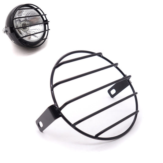 6.25" Retro Metal Motorcycle Grill Side Mount Headlight Cover Mask Cafe Racer