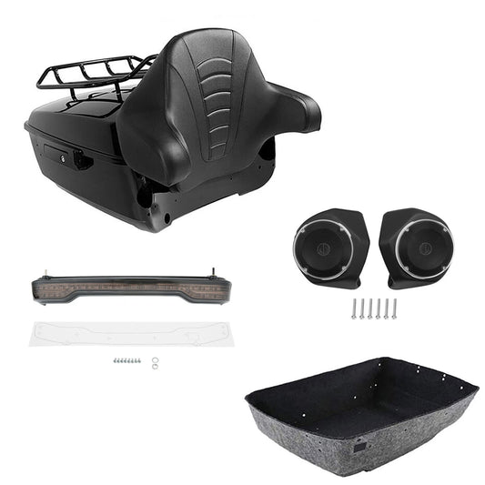 King Trunk Pad Rack Light Speakers Fit For Harley Electra Road Glide 14-26 Black