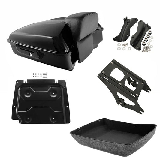 Black Chopped Trunk Backrest Mount Plate Fit For Harley Touring models 2014-2026