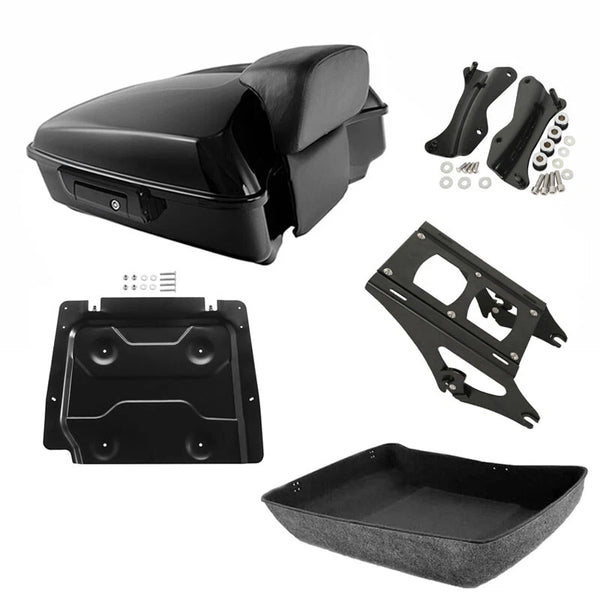 Black Chopped Trunk Backrest Mount Plate Fit For Harley Touring models 2014-2026