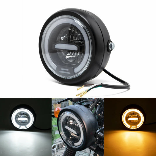 6.5" Retro LED Motorcycle Hi/Lo Headlight Drl Lamp For Harley Cafe Racer Custom
