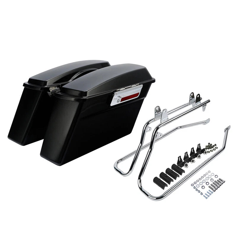 Matte Black Hard Saddlebags w/ Conversion Bracket Fit For Harley Softail 84-2017