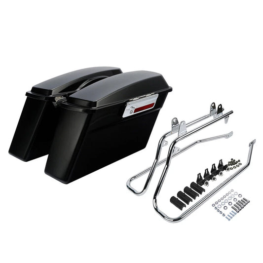Matte Black Hard Saddlebags w/ Conversion Bracket Fit For Harley Softail 84-2017