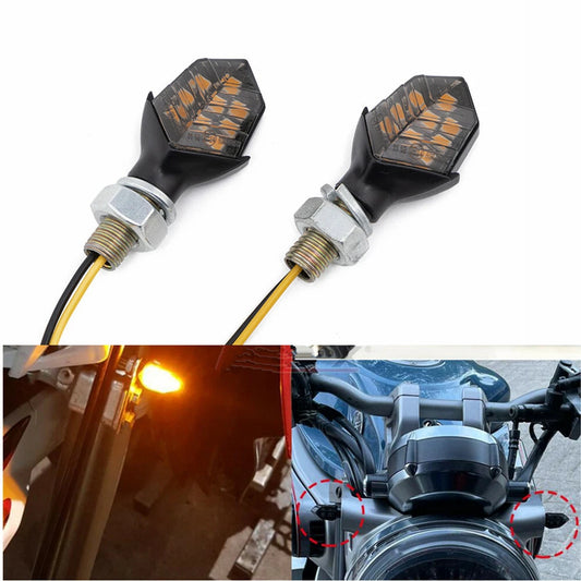 2X Mini Smoke Lens Turn Signal Light 9LED 12V 8mm Amber Blinker Indicator Lamp