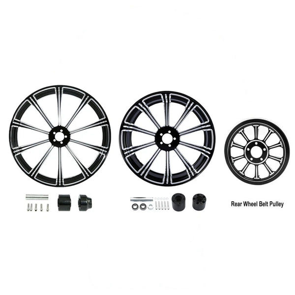 23" Front 18" Rear Wheel Rims Hub Belt Pulley Sprocket Fit For Road Glide 97-08