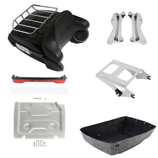King Trunk Pad Rack Speakers LED Light Mount Plate Fit For Harley Touring 14-26
