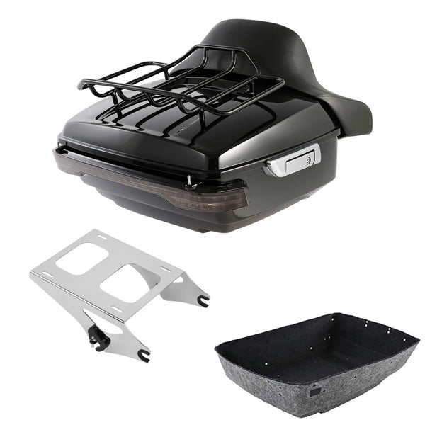 King Trunk Backrest Mount Rack Light Fit For Harley Touring Street Glide 2014-26