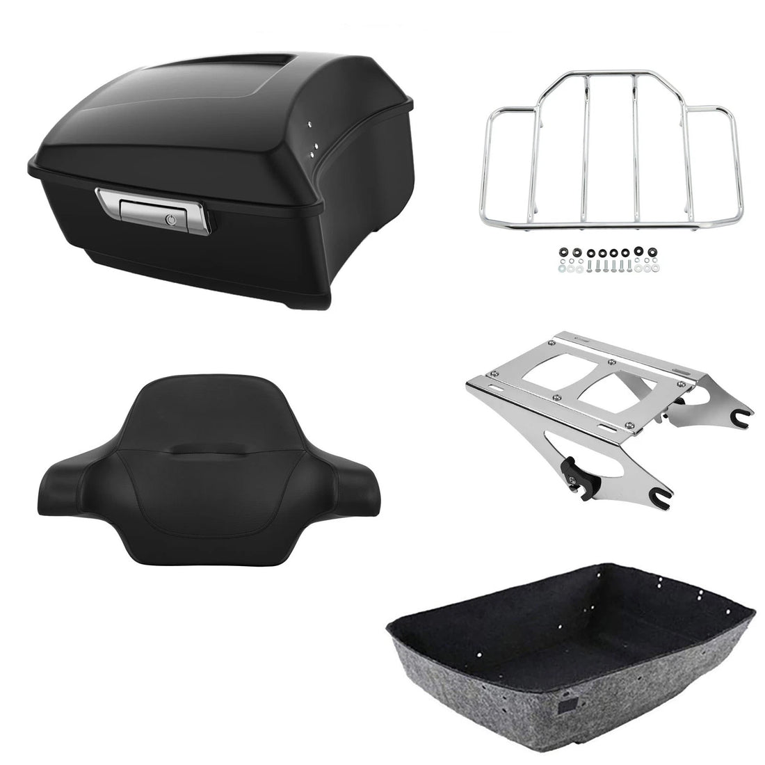 Matte Black King Trunk Luggage Rack Two-Up Mount Fit For Harley Touring 2014-26