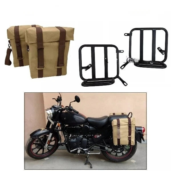 Fit For Royal Enfield Classic Reborn 350 "Military Pannier Sand Bag & Mounting"