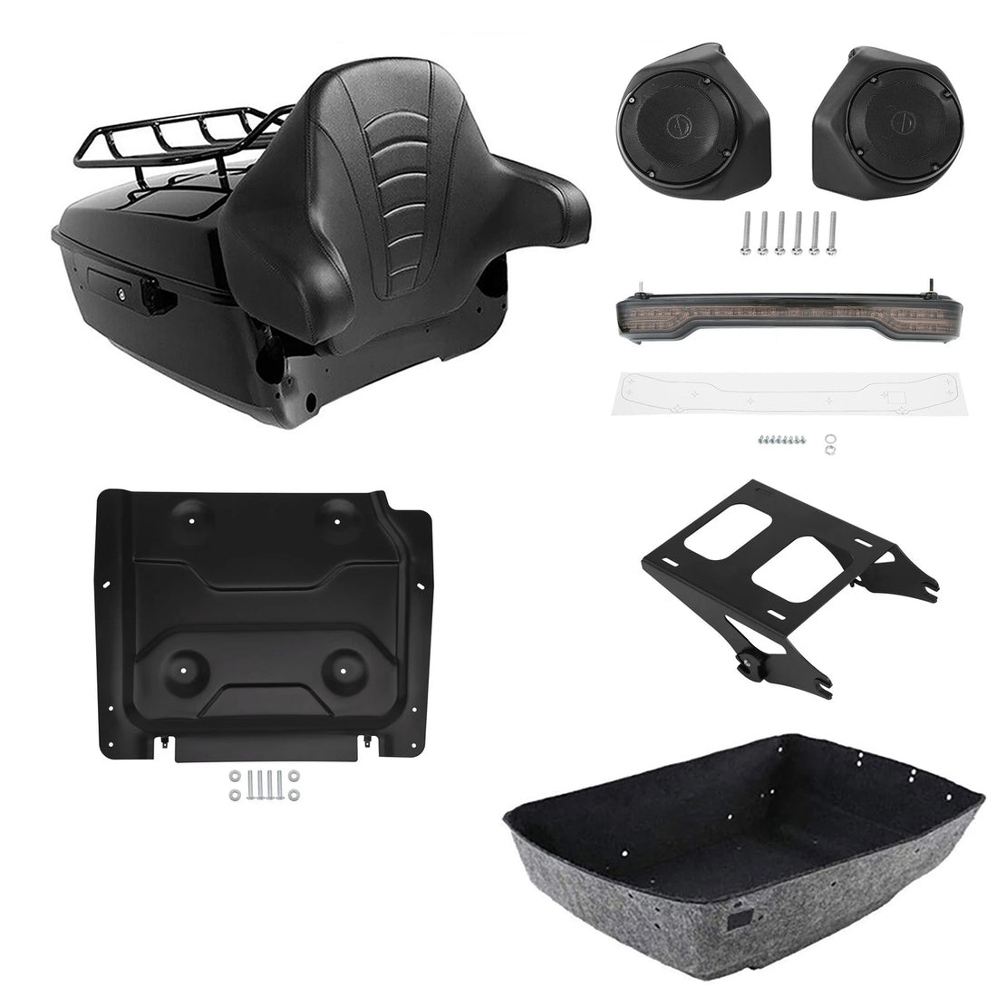 King Trunk Backrest Mount Rack Speakers Light Fit For Harley Street Glide '14-26