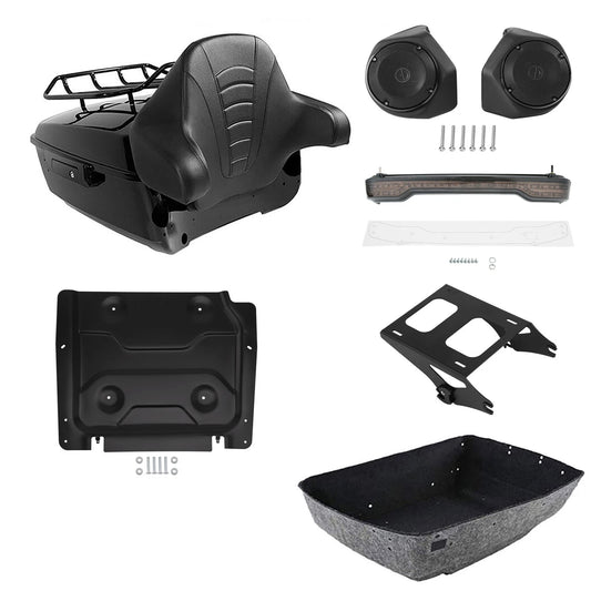 King Trunk Backrest Mount Rack Speakers Light Fit For Harley Street Glide '14-26