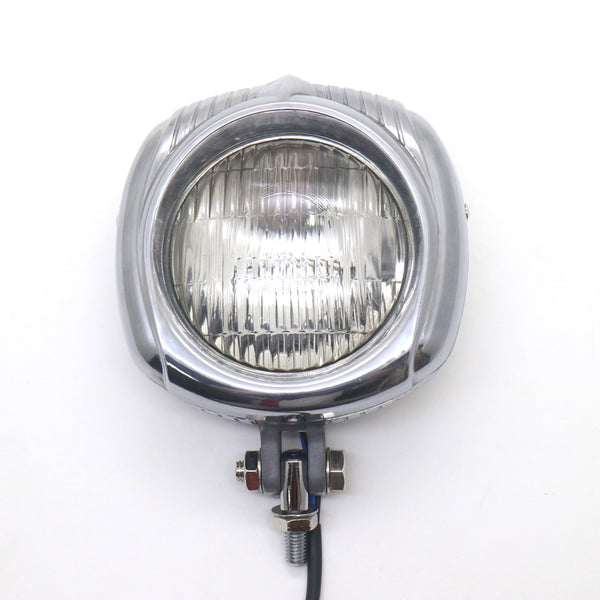Chrome Polished Metal Vintage Retro Headlight For Harley Cafe Racer Custom