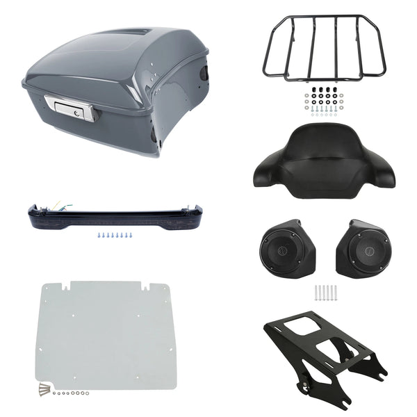 King Trunk Backrest Mount Light Plate Fit For Harley Touring 14-26 Gunship Gray