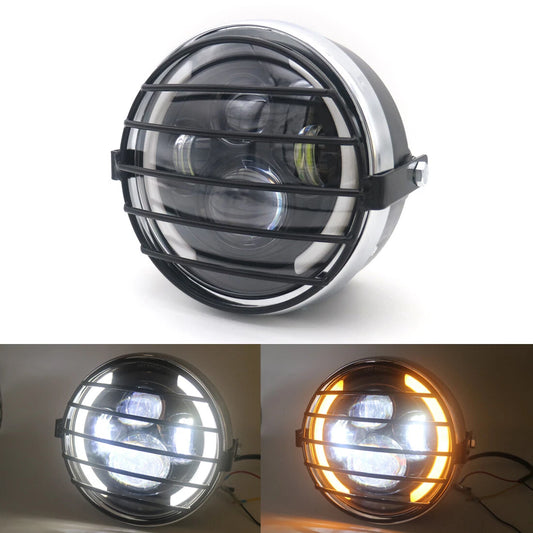 7'' LED Round Front Headlight Grill Side Mount Cover Mask For Honda CB400 CB500