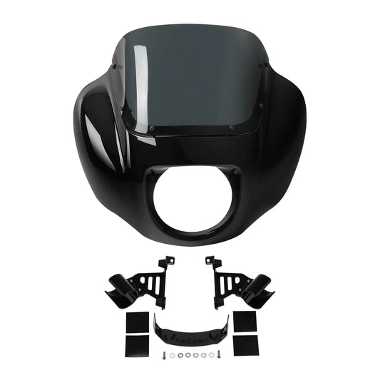 Vivid Black Headlight Fairing W/ Bracket Kit Fit For Harley Softail Fxbb 18-2025