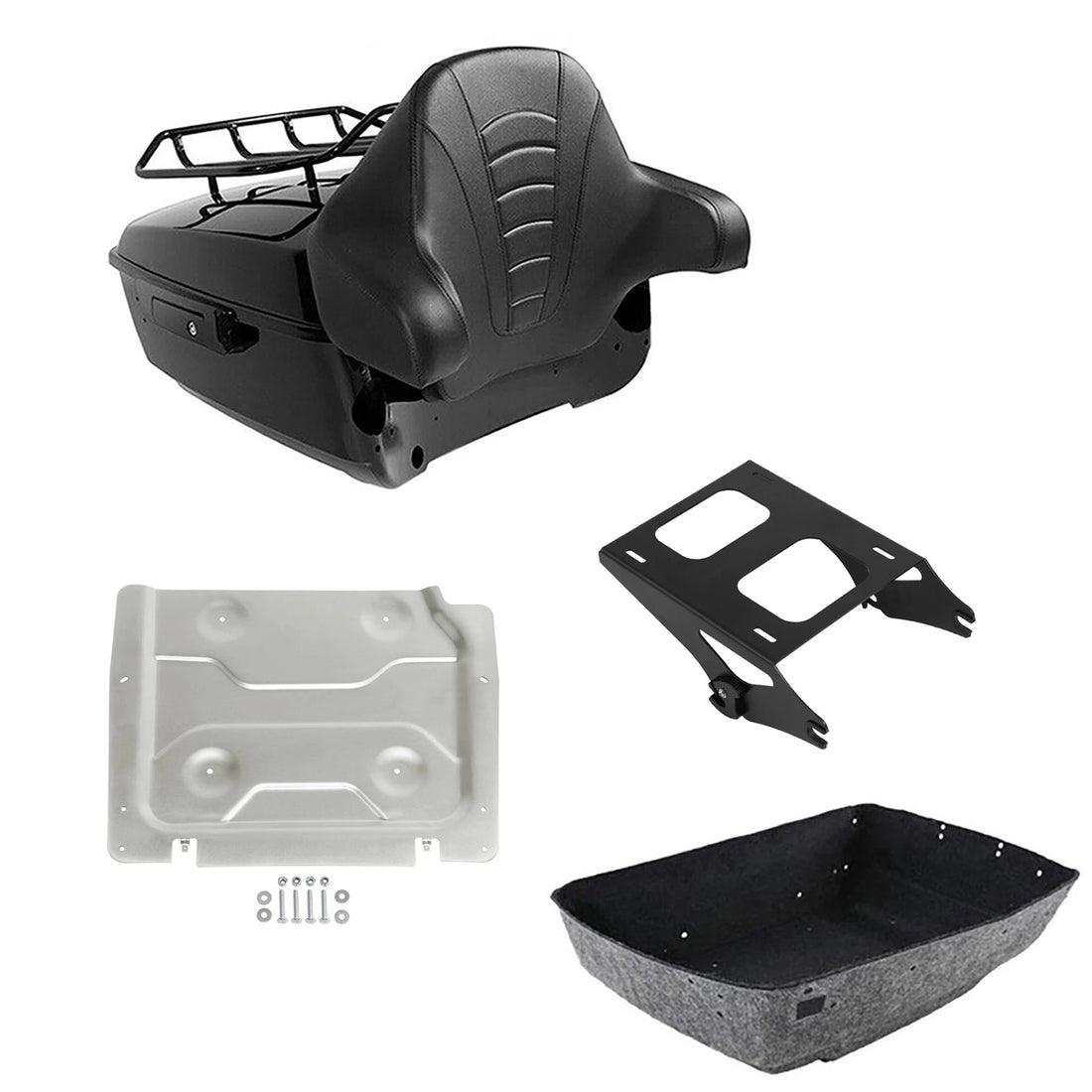King Tour Trunk Backrest Pad Mount Rack Plate Fit For Harley Street Glide 14-26