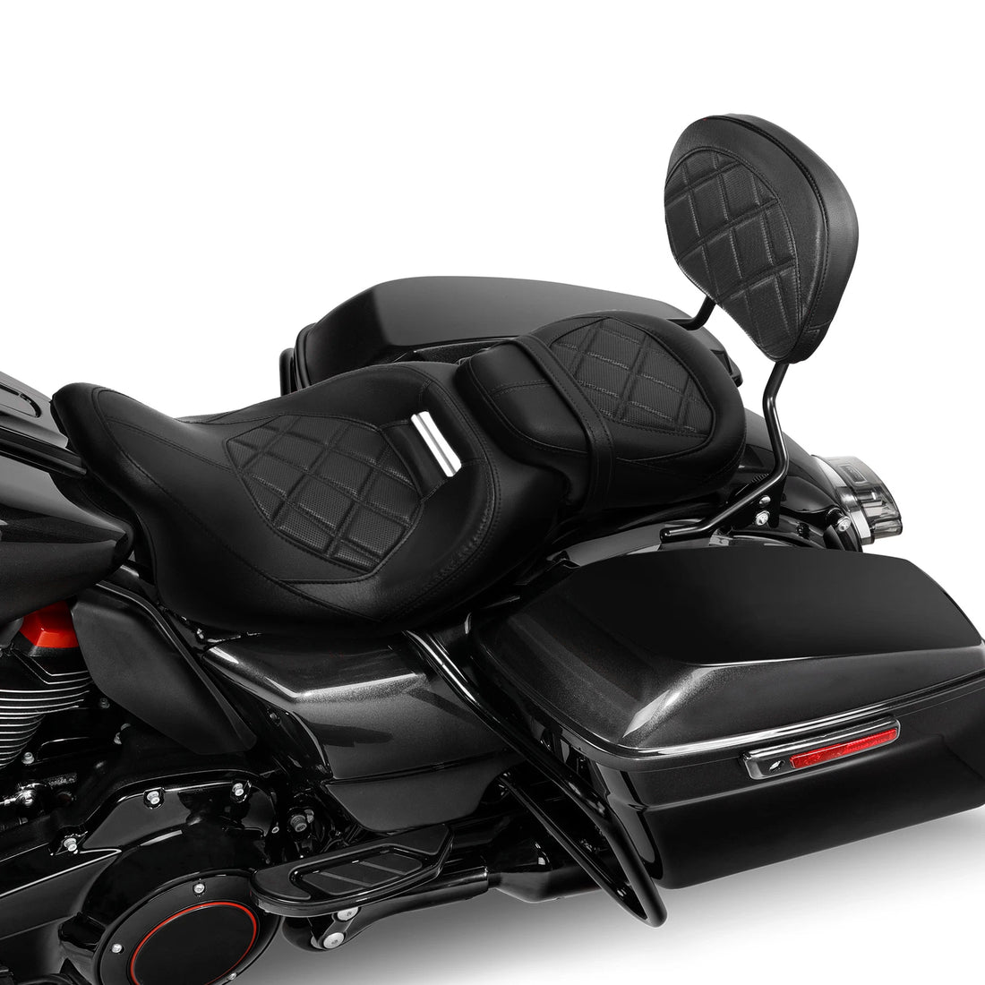 Driver Passenger Seat & Backrest Pad Fit For Harley Cvo Road Glide 2009-23 Black