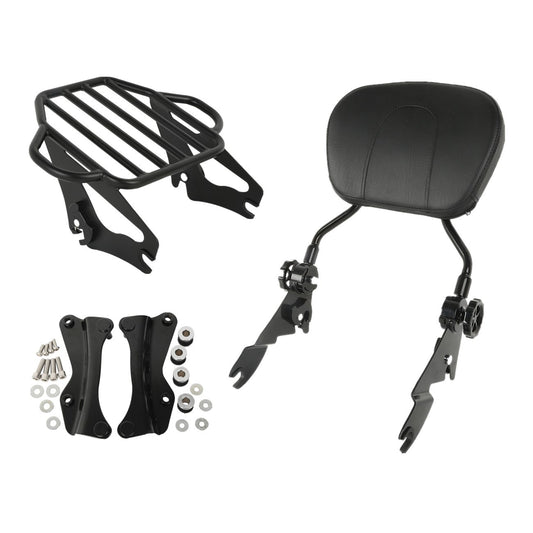Backrest Sissy Bar Luggage Rack & 4 Point Docking Fit For Harley Touring 2014-24