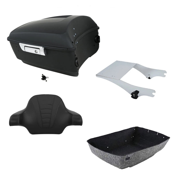 Matte Black King Trunk Backrest Pad Mounting Rack Fit For Harley Touring '97-'08