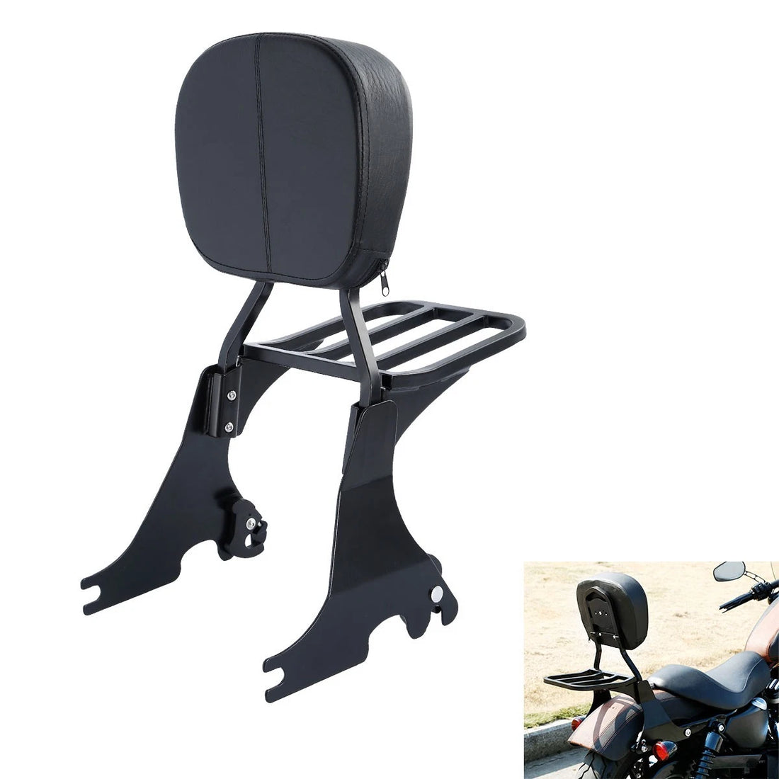 Low Sissy Bar Backrest W/Luggage Rack Fit For Harley Sportster XL883 1200 04-23