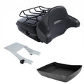 Chopped Trunk Backrest Pad Mount Rack Fit For Harley Touring Road Glide 97-2008