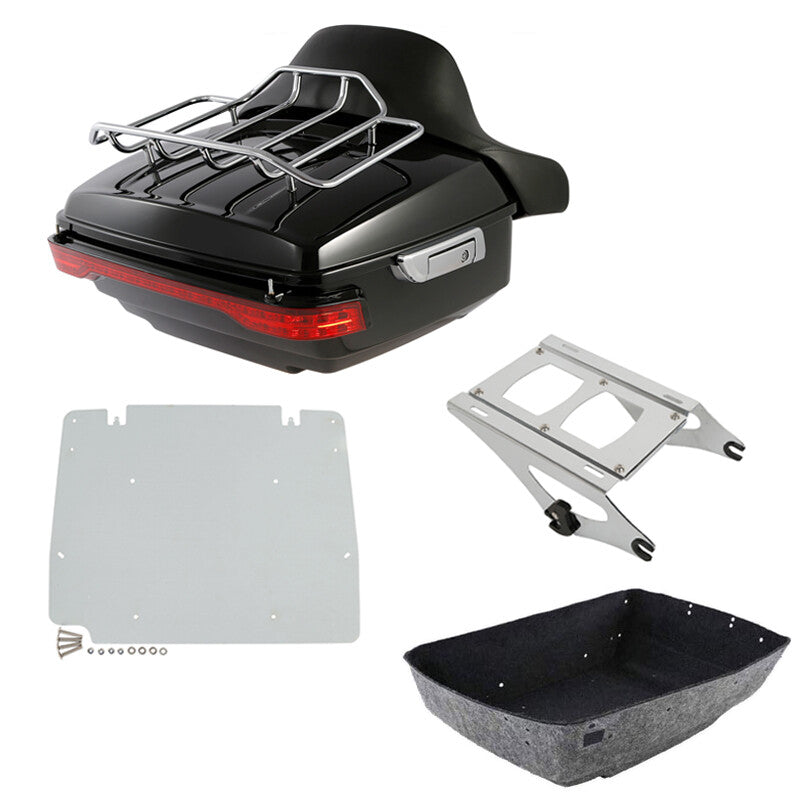 King Trunk Backrest Pad LED Light Rack Plate Fit For Harley Touring FLHX 2014-26