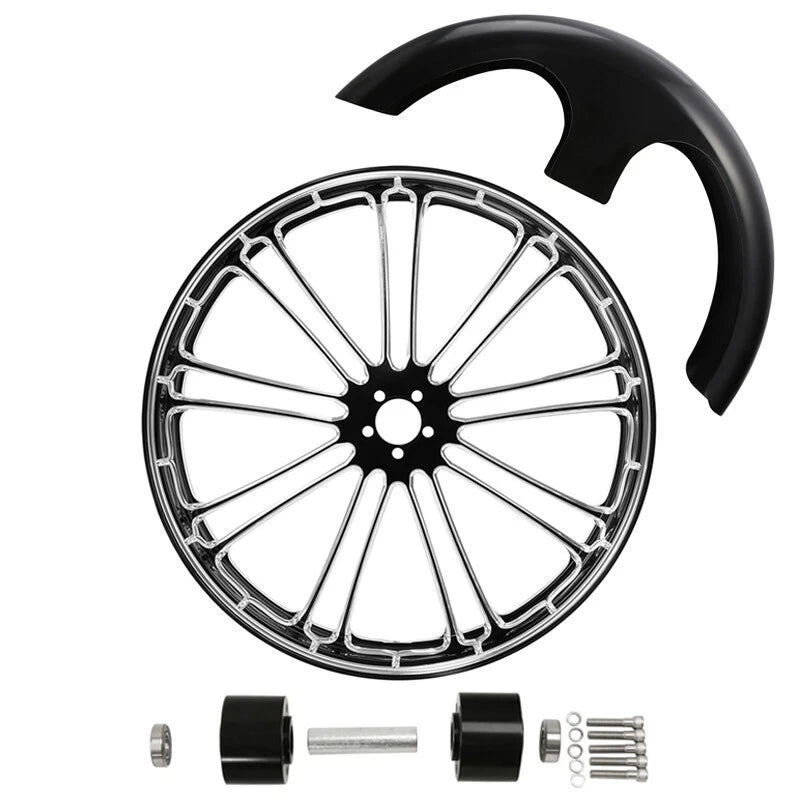 30" Front Wheel Rim & Dual Disc Hub Fender Fit For Harley Touring ABS 1997-2021