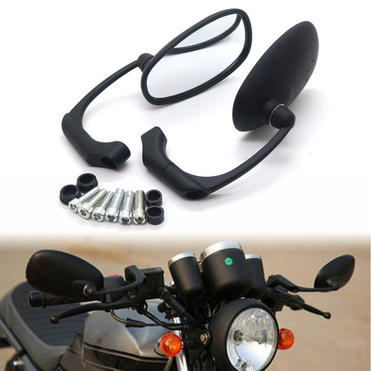 Motorcycle Black Retro Oval Rearview Side Mirror For GN/ CG Cafe Racer Custom