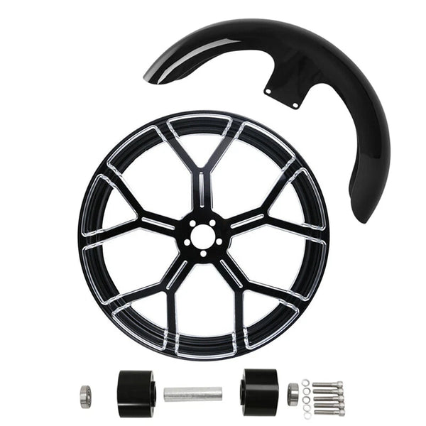 21" Front Fender Wheel Rim & Dual Disc Hub Fit For Harley Street Glide 2008-2024