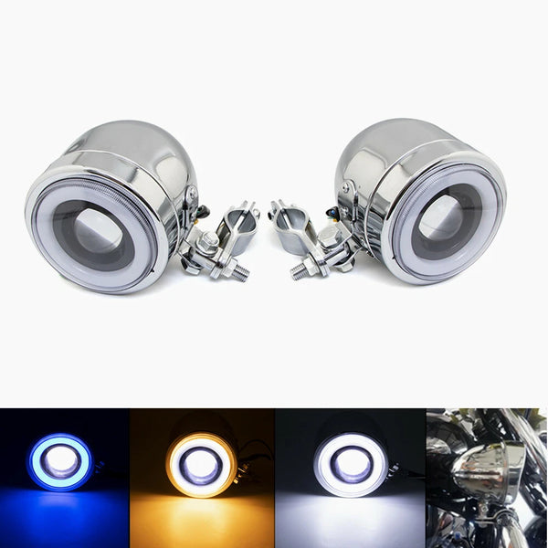 Metal LED Passing Spot Fog Light W/ Roll Cage Guard Bar Tube Mount Bracket Clamp