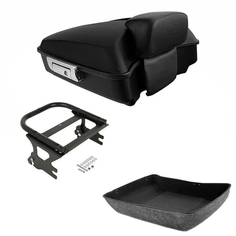 Matte Black Chopped Trunk Backrest Mount Fit For Harley Touring 97-2008
