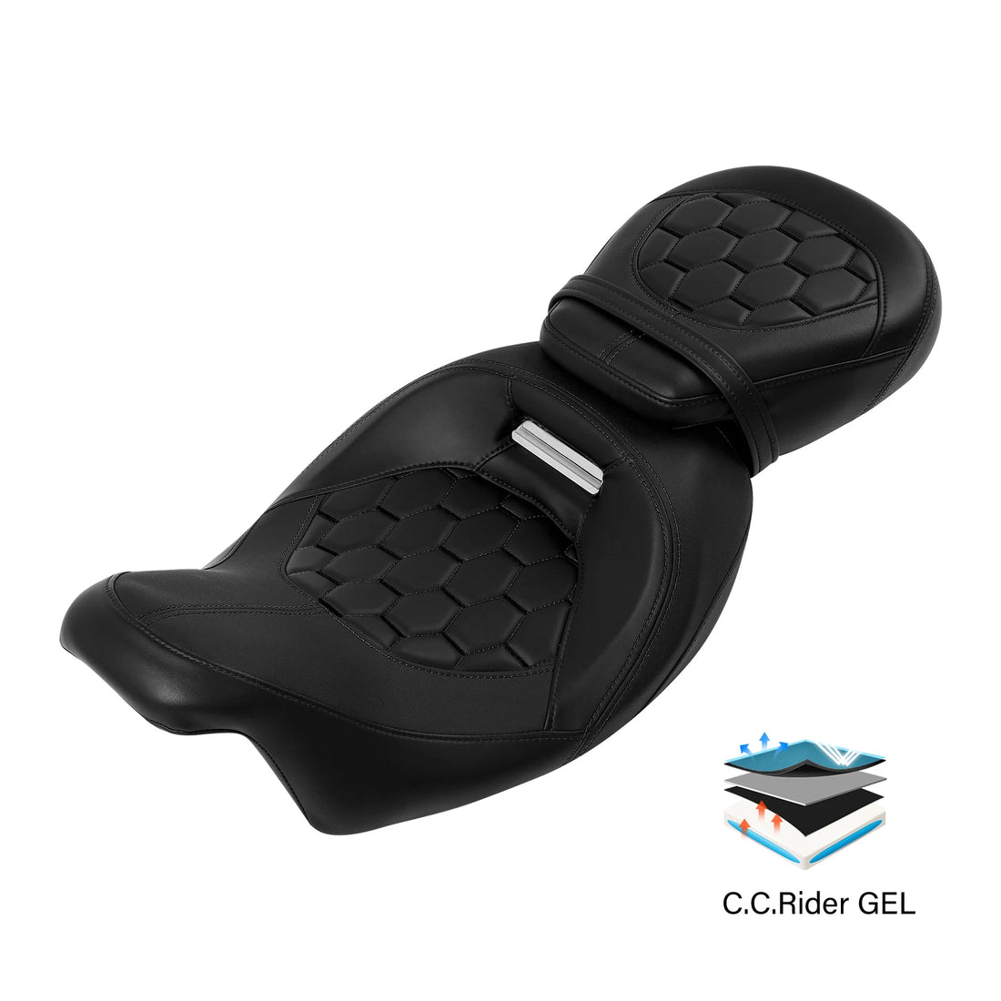 Black Driver Passenger Gel Seat Fit For Harley Touring Street Glide 2009-2023 18