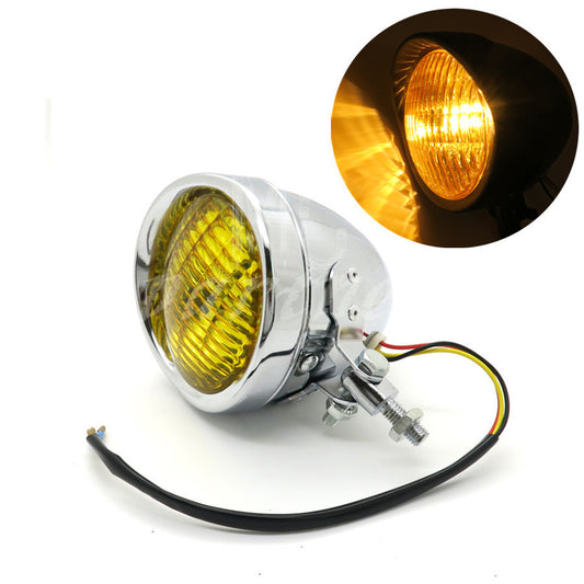 Chrome Bullet Retro Metal Front Headlight For Harley Cafe Racer Bobber Custom