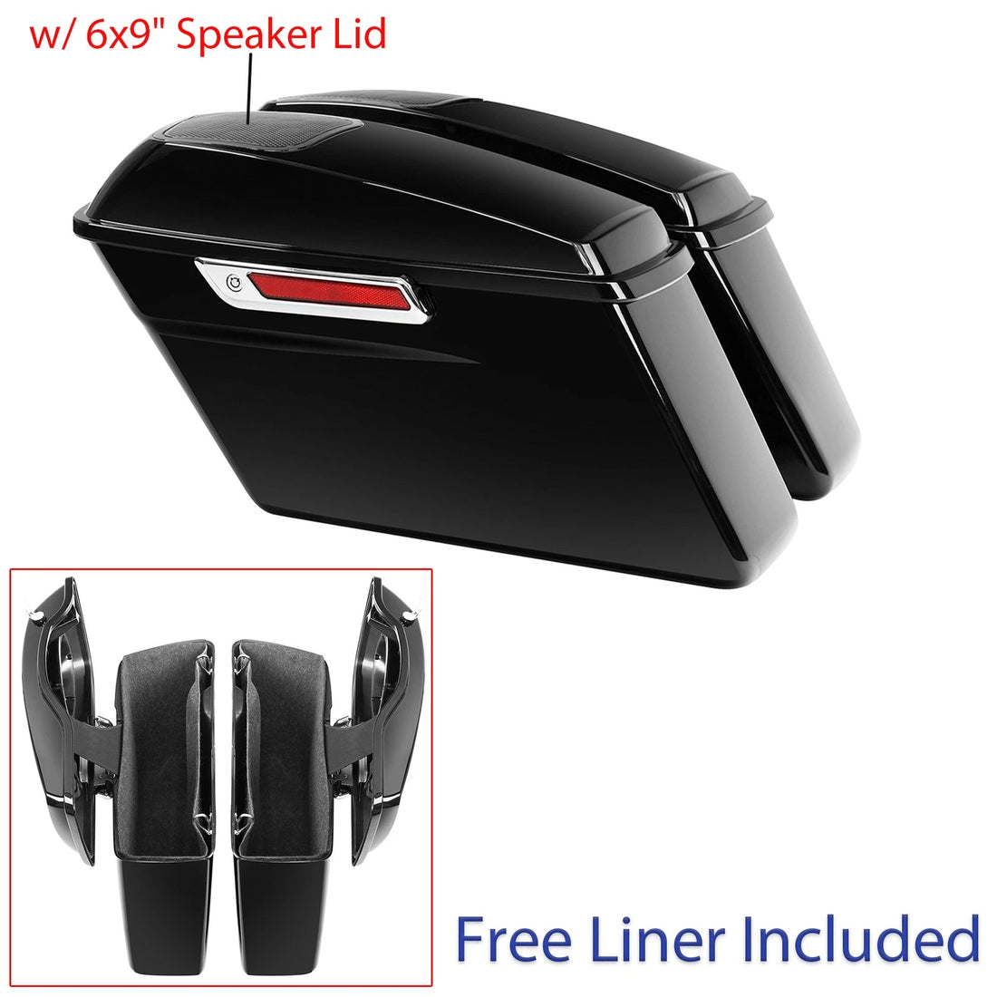 Hard Saddlebags w/ 6x9"Speaker Lid Fit For Harley Touring FLHT FLHX 2014-2023