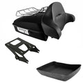 Matte Chopped Trunk Backrest Pad Luggage Mount Rack Fit For Harley Touring 14-26