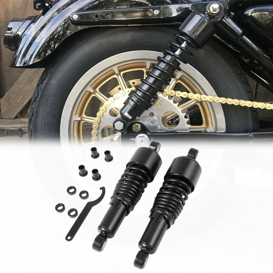 Shocks 10.5'' Rear Black Fit For Harley Sportster 883 1200 2004-2012