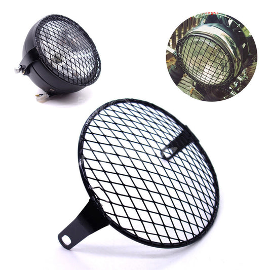 6.3" Retro Metal Motorcycle Grill Diamond Side Mount Headlight Cover Cafe Racer