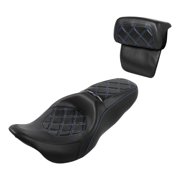 Two-Up Driver Passenger Seat w/ Backrest Pad Fit For Harley Street Glide 2014-23