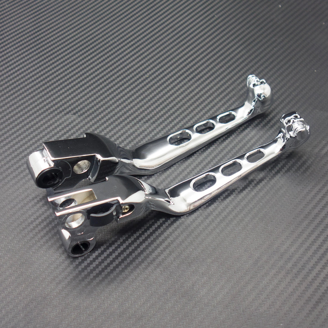 Pair Chrome Skull Brake Clutch Lever For Harley Softail Night Train Dyna