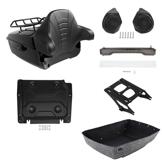 King Trunk Backrest Mount Rack Tail Light Speakers Fit For Harley Touring 14-26