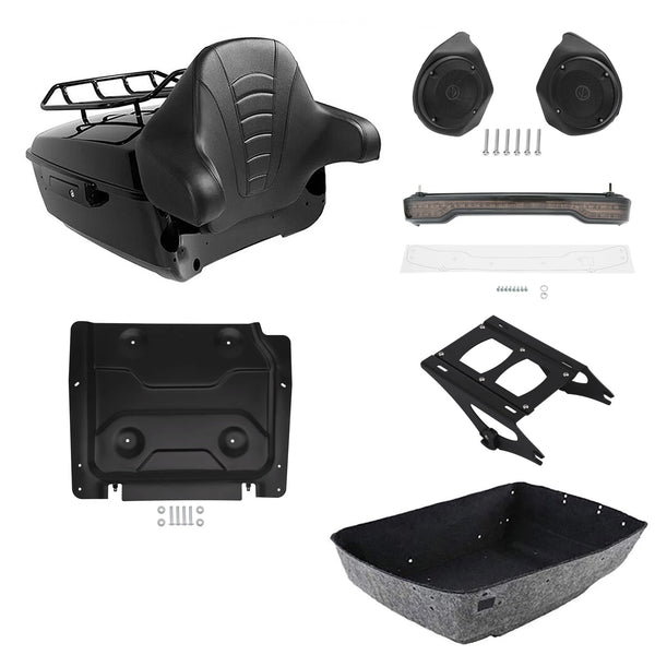 King Trunk Backrest Mount Rack Tail Light Speakers Fit For Harley Touring 14-26