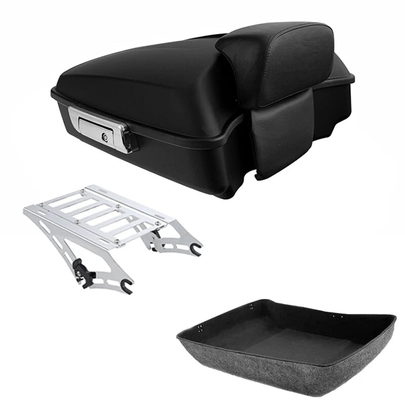 Matte Black Chopped Trunk Backrest Mount Fit For Harley Road King Touring 14-26